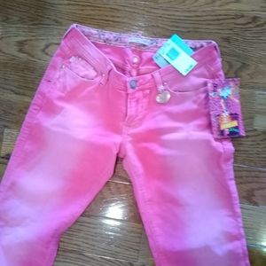 Betsey Johnson pink cords jeans low rise 27 NWT new